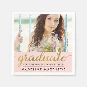 Serviettes Jetables Graceful Script ÉDITABLE COULEUR Graduation servie