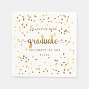 Serviettes Jetables Graduation Faux Gold Foil Confetti personnalisée