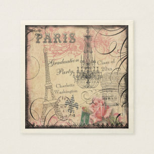 Serviettes Jetables Graduation Party Chic Tour Eiffel & Chandelier