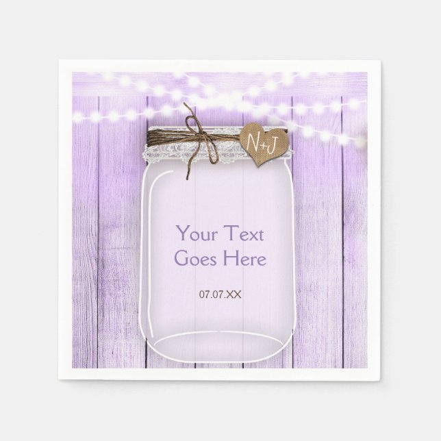Serviettes Jetables Grand Mason Jar & Lumineuses Lavande violet Russe (Devant)
