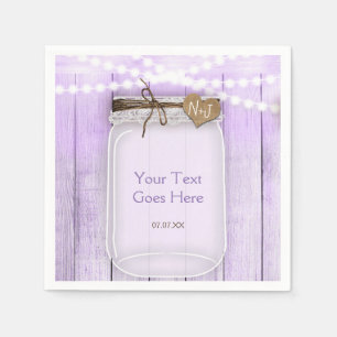 Serviettes Jetables Grand pot Mason & Lumières Lavande Violet Rustique