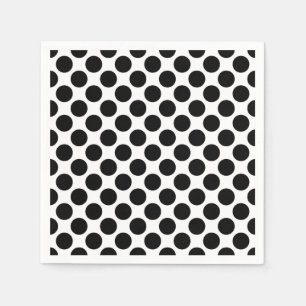 Serviettes Jetables Grands points rétro - noir et blanc