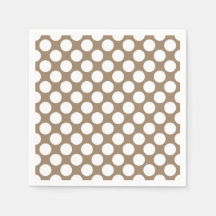 Serviettes Jetables Grands rétros points - blanc et taupe bronzages