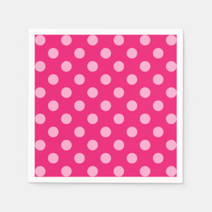Serviettes Jetables Grands rétros points, fuchsia et rose en pastel