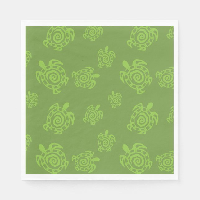Serviettes Jetables Graphique vert de tortue (Devant)