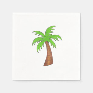 Serviettes Jetables Green Tropical Island Palm Tree Arbres Napkin