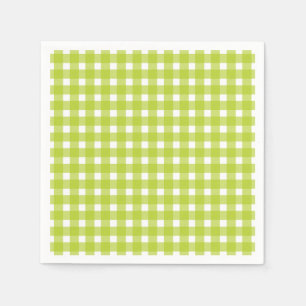 Serviettes Jetables Green & White En vichy Plaid Checks Party de maria