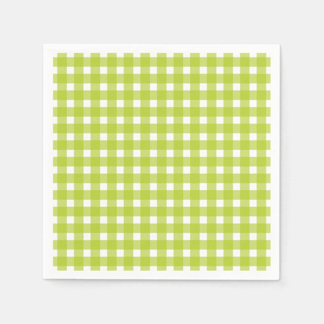 Serviettes Jetables Green & White En vichy Plaid Checks Party de maria (Devant)