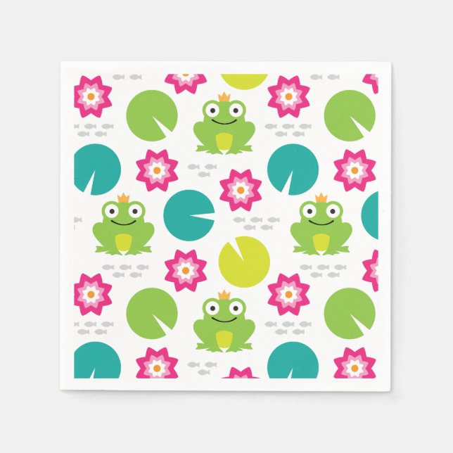 Serviettes Jetables Grenouille et Nenuphar Motif sans couture (Devant)