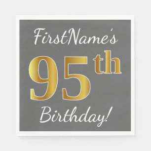 Serviettes Jetables Gris, anniversaire d'or de Faux