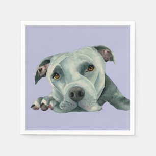 Serviettes Jetables Gros Tête - Pit Bull Dog Aquarelle Peinture