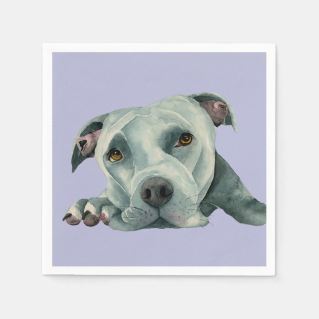 Serviettes Jetables Gros Tête - Pit Bull Dog Aquarelle Peinture (Devant)