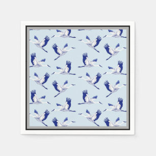 Serviettes Jetables Grues bleues et blanches