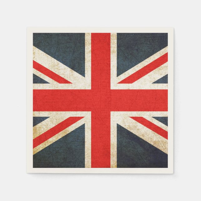 Serviettes Jetables Grunge British Union Jack Posh Papier serviettes (Devant)