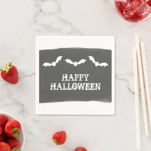 Serviettes Jetables Halloween Bats d'aquarelle noir blanc