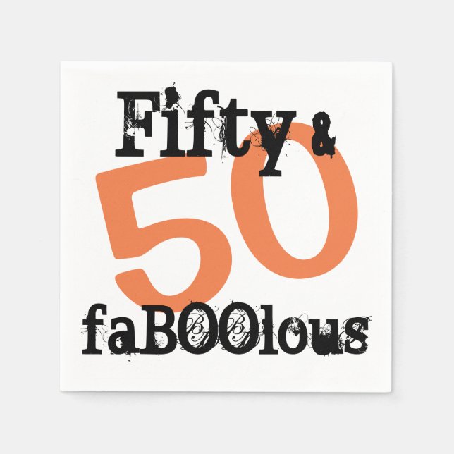 Serviettes Jetables Halloween Cinquante Fabuleux 50e fête d'anniversai (Devant)