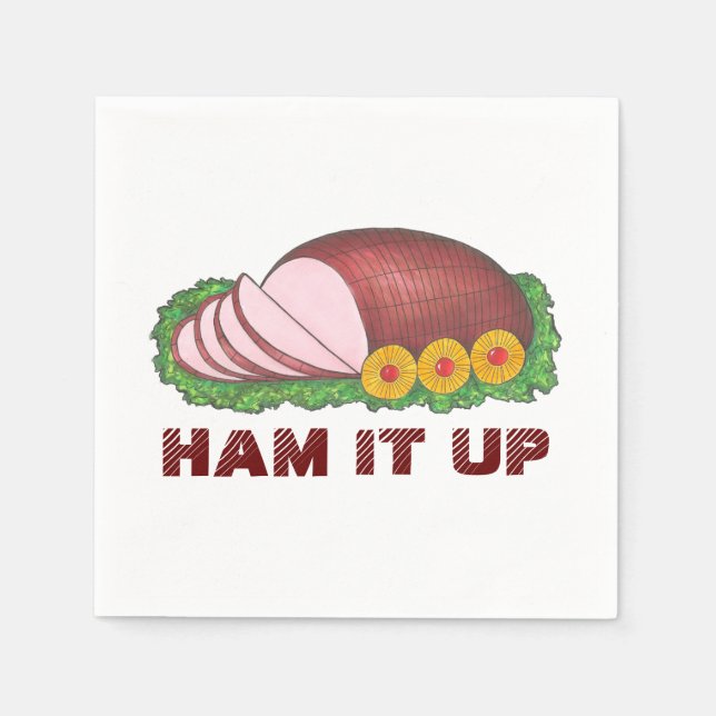 Serviettes Jetables HAM IT UP Holiday Hams Christmas Dinner Naples (Devant)