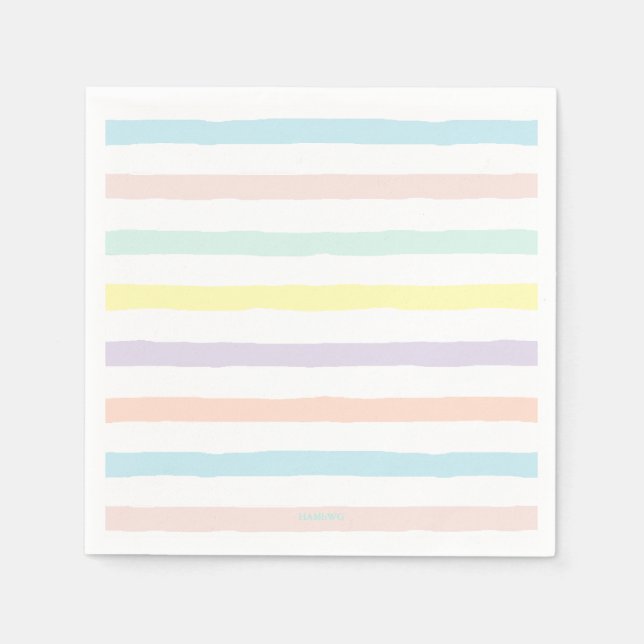 Serviettes Jetables HAMbyWG - Papier Napkin - Pastel Stripes (Devant)