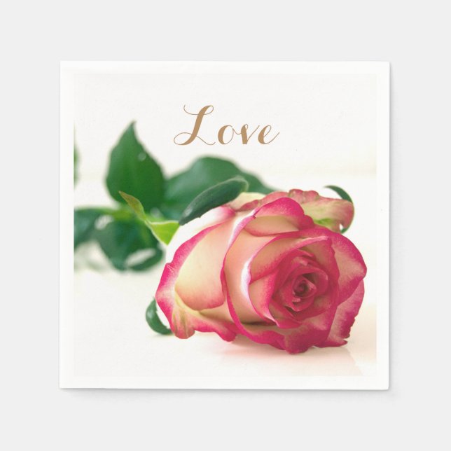Serviettes Jetables HAMbyWG - Papier Napkin - Rose unique (Devant)
