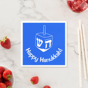 Serviettes Jetables Hanoukka Dreidel Bleu blanc 4Debby