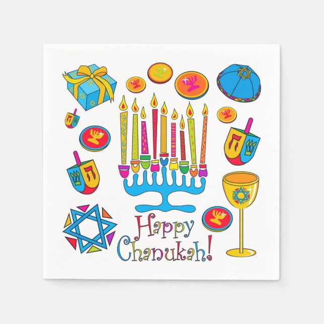 Serviettes Jetables Hanoukka heureuse - Chanukah Napkin (Devant)