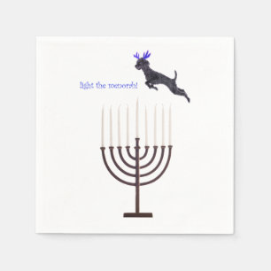 Serviettes Jetables Hanoukka Menorah Poodle Chien Reindeer bougies