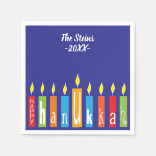 Serviettes Jetables Hanoukka Napkins personnalise "Hanoukka Candles"