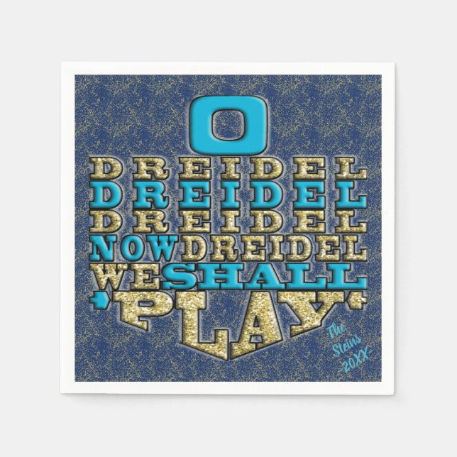 Serviettes Jetables Hanoukka Napkins Personnaliser "Dreidel Play" (Devant)