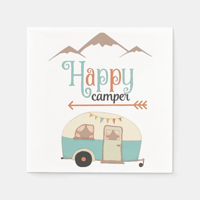 Serviettes Jetables HAPPER CAMPER mignon Retro RV (Devant)