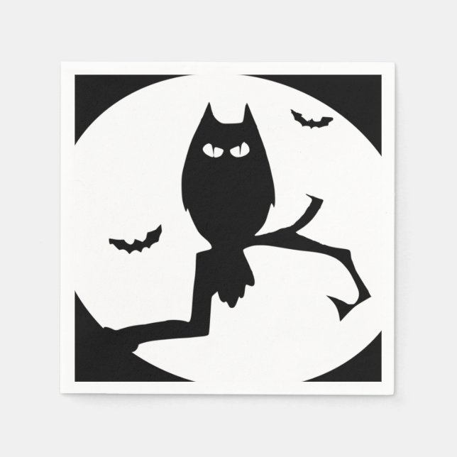 Serviettes Jetables Happy Halloween Éffrayant Owl Papier Napkin (Devant)