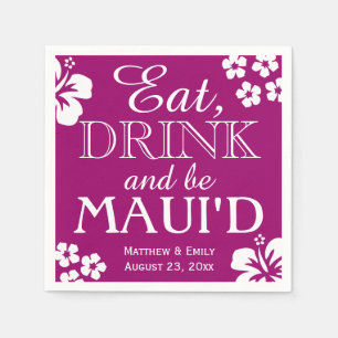 Serviettes Jetables Hawaii Mange, Boire et Be Maui 'd Mariage Napkins