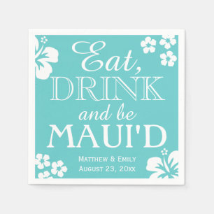 Serviettes Jetables Hawaii Mange, Boire et Be Maui 'd Mariage Napkins