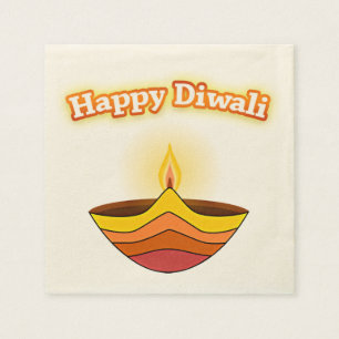 Serviettes Jetables Heureux Diwali et Diya Lamp