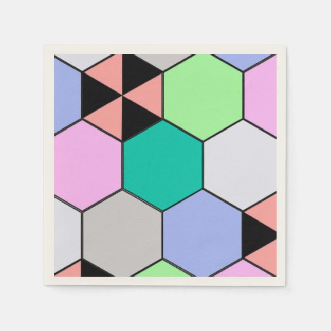 SERVIETTES JETABLES HEXAGON COLORÉ (Devant)