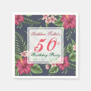 Serviettes Jetables Hibiscus 50e Anniversaire Papier de fête Napkin