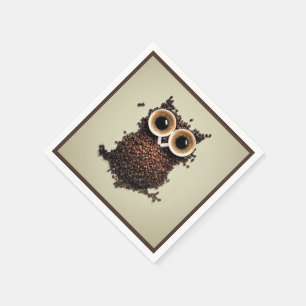 Serviettes Jetables Hibou de café