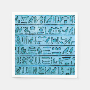 Serviettes Jetables Hiéroglyphes égyptiens antiques bleu
