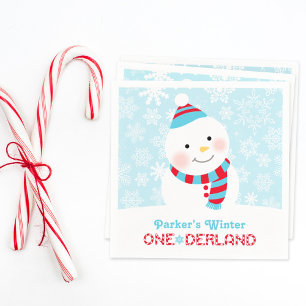 Serviettes Jetables Hiver ONEderland Bonhomme de Neige Flocon Annivers