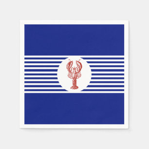 Serviettes Jetables Homard rouge nautique et rayures