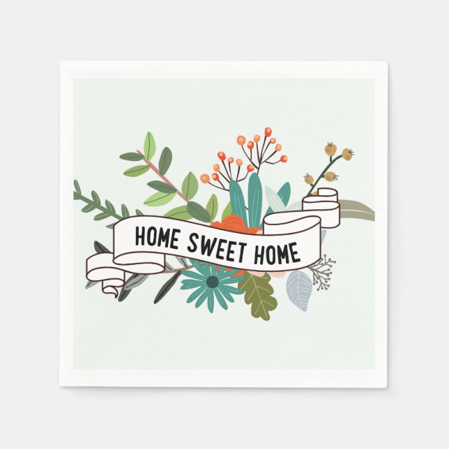 Serviettes Jetables Home Sweet Home | floral (Devant)