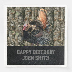 Serviettes Jetables Hommes Joyeux Anniversaire Camo Turquie chasse des