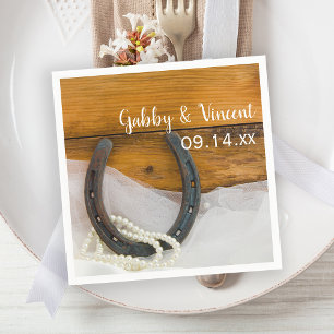 Serviettes Jetables Horseshoe and Pearls Country Western Wedding