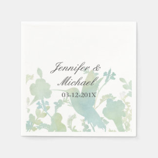Serviettes Jetables Hummingbird Garden Aquarelle Mariage élégant