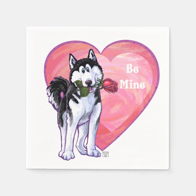 Serviettes Jetables Husky Valentine's Day (Devant)