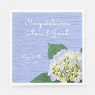 Serviettes Jetables Hydrangea Félicitations Mariage de grains de bois