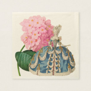 Serviettes Jetables Hydrangea rose Marie Antoinette Ecru Napkin
