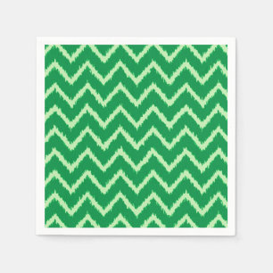 Serviettes Jetables Ikat Chevrons - Pin et vert clair