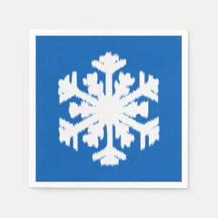 Serviettes Jetables Ikat Snowflake - Cobalt bleu et blanc