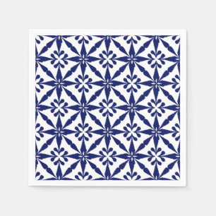 Serviettes Jetables Ikat Star Motif - Marine bleu et blanc