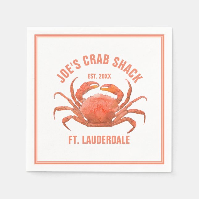 Serviettes Jetables Illustration des aquarelles orange de crabe mou (Devant)